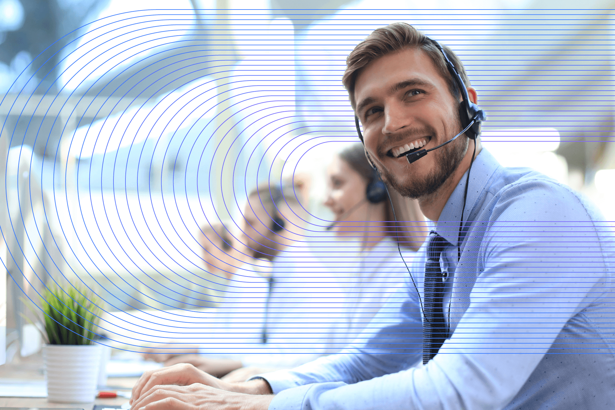 Man with headset offering remote support